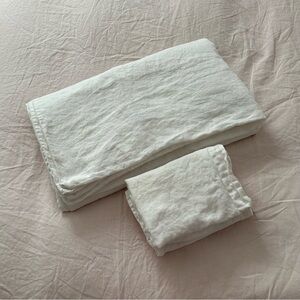 Simple & opulence white linen duvet cover set - queen